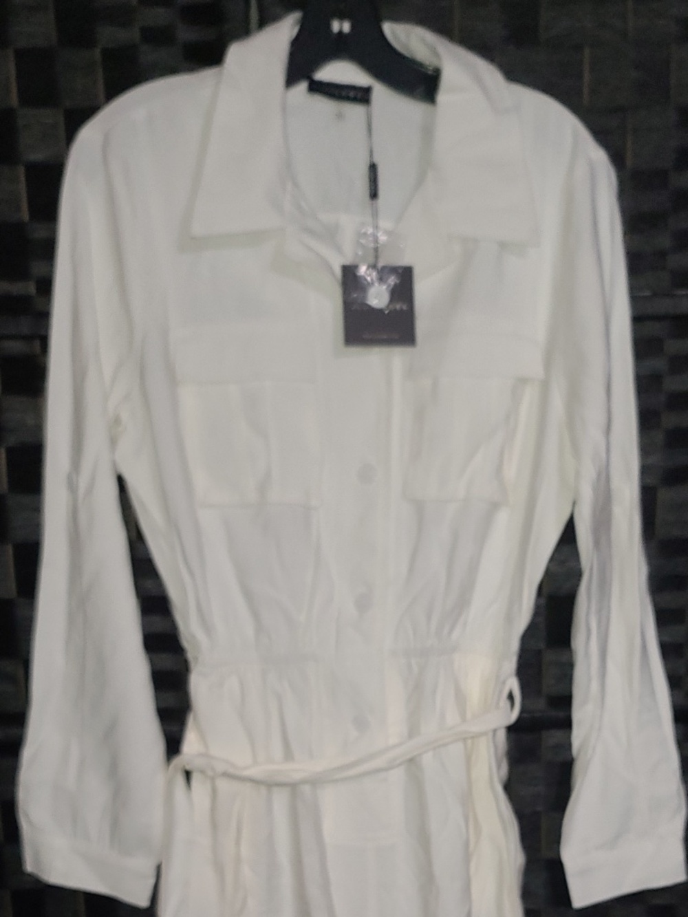 JLUXLABEL Ivory Utility Jumpsuit. Size Large NWT